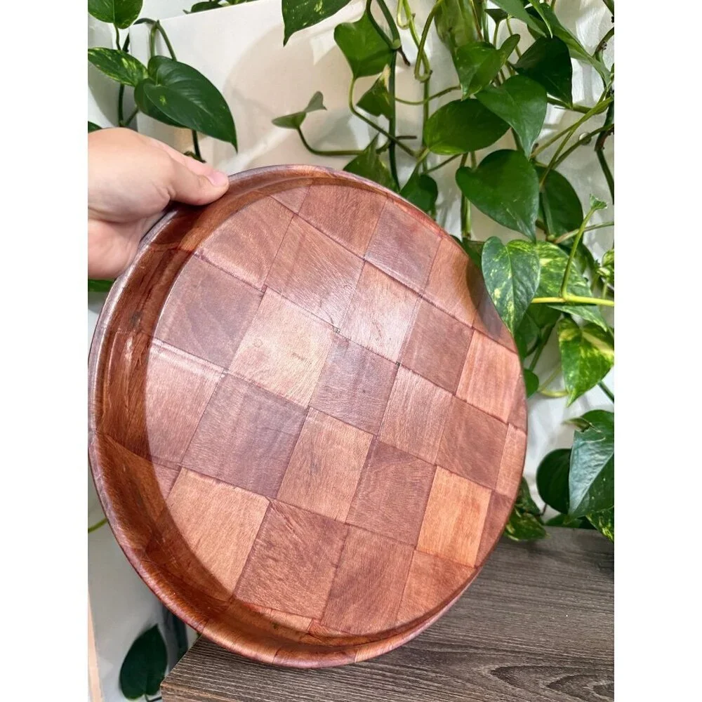 Vintage Wood Parquet Serving Tray
